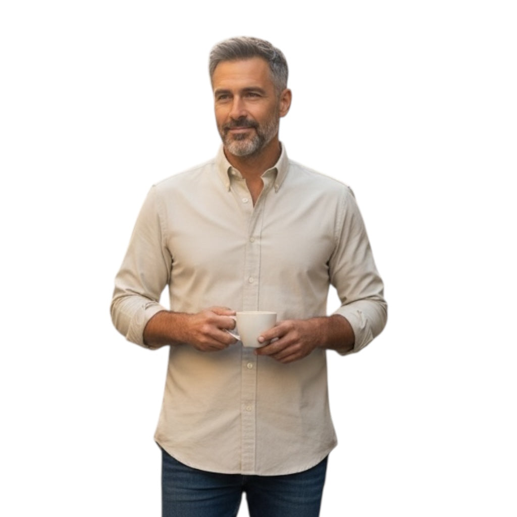 Off White (Cream Color) Solid Oxford Cotton Shirt