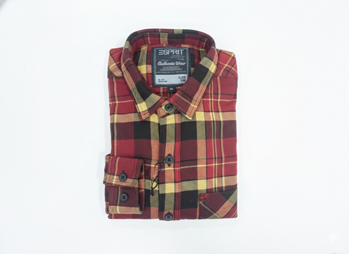 Double Pocket Check Terry Cotton Shirt 1
