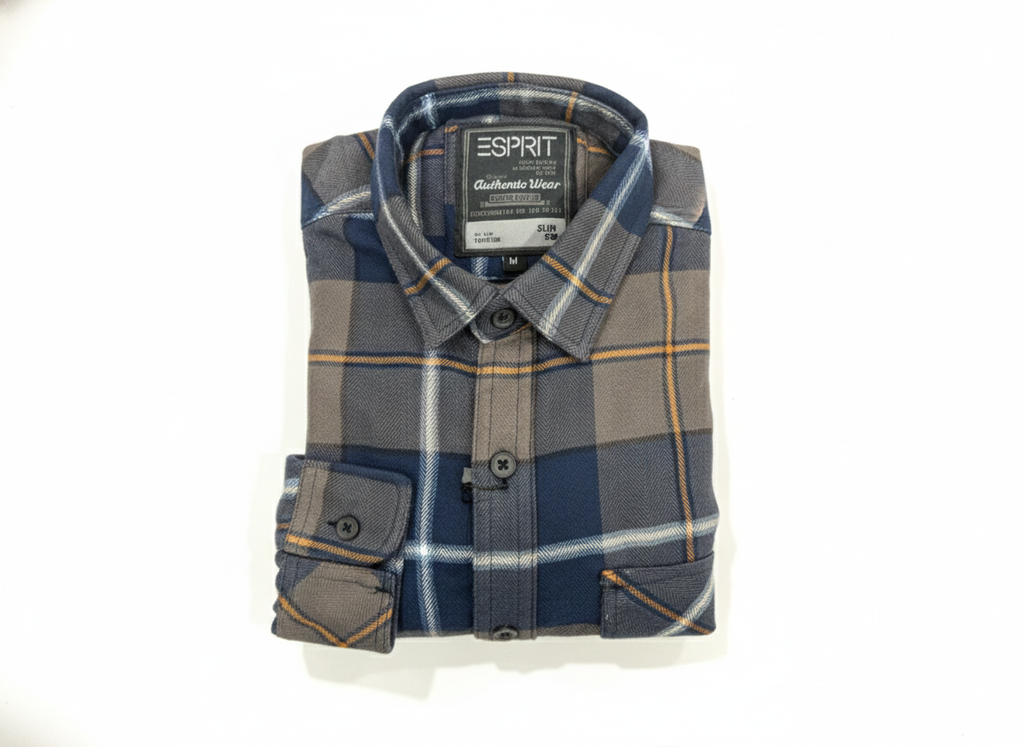 Double Pocket Check Terry Cotton Shirt 2