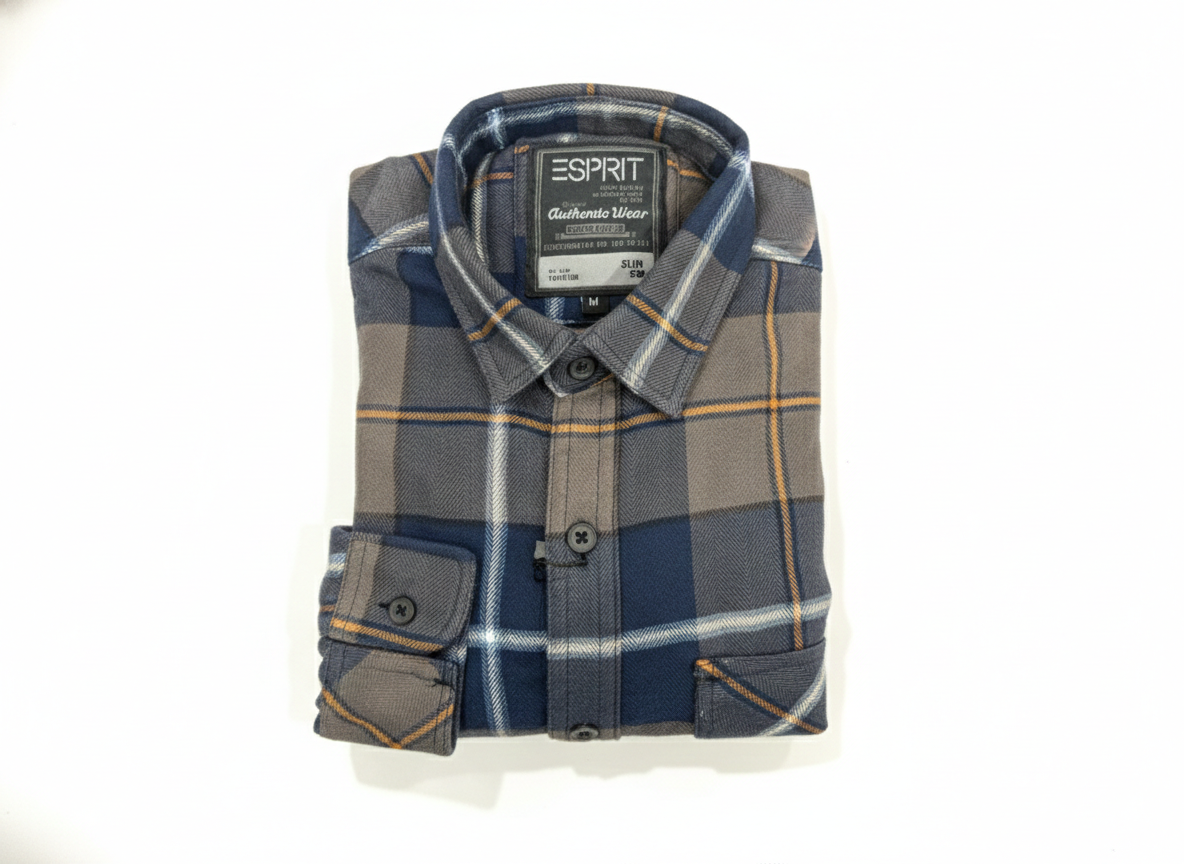 Double Pocket Check Terry Cotton Shirt 2