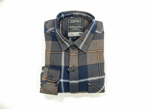 Double Pocket Check Terry Cotton Shirt 2