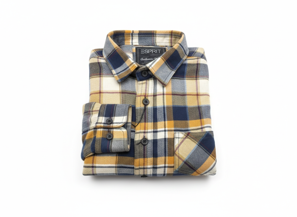 Double Pocket Check Terry Cotton Shirt 4