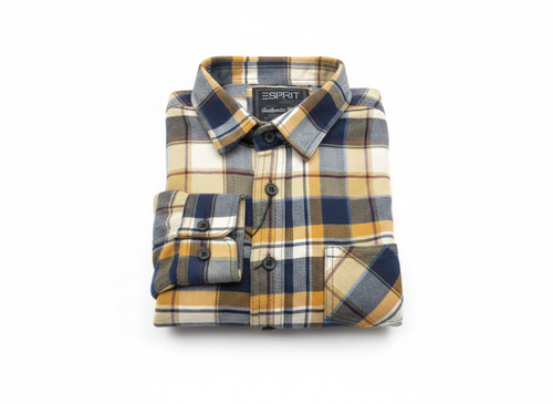 Double Pocket Check Terry Cotton Shirt 4