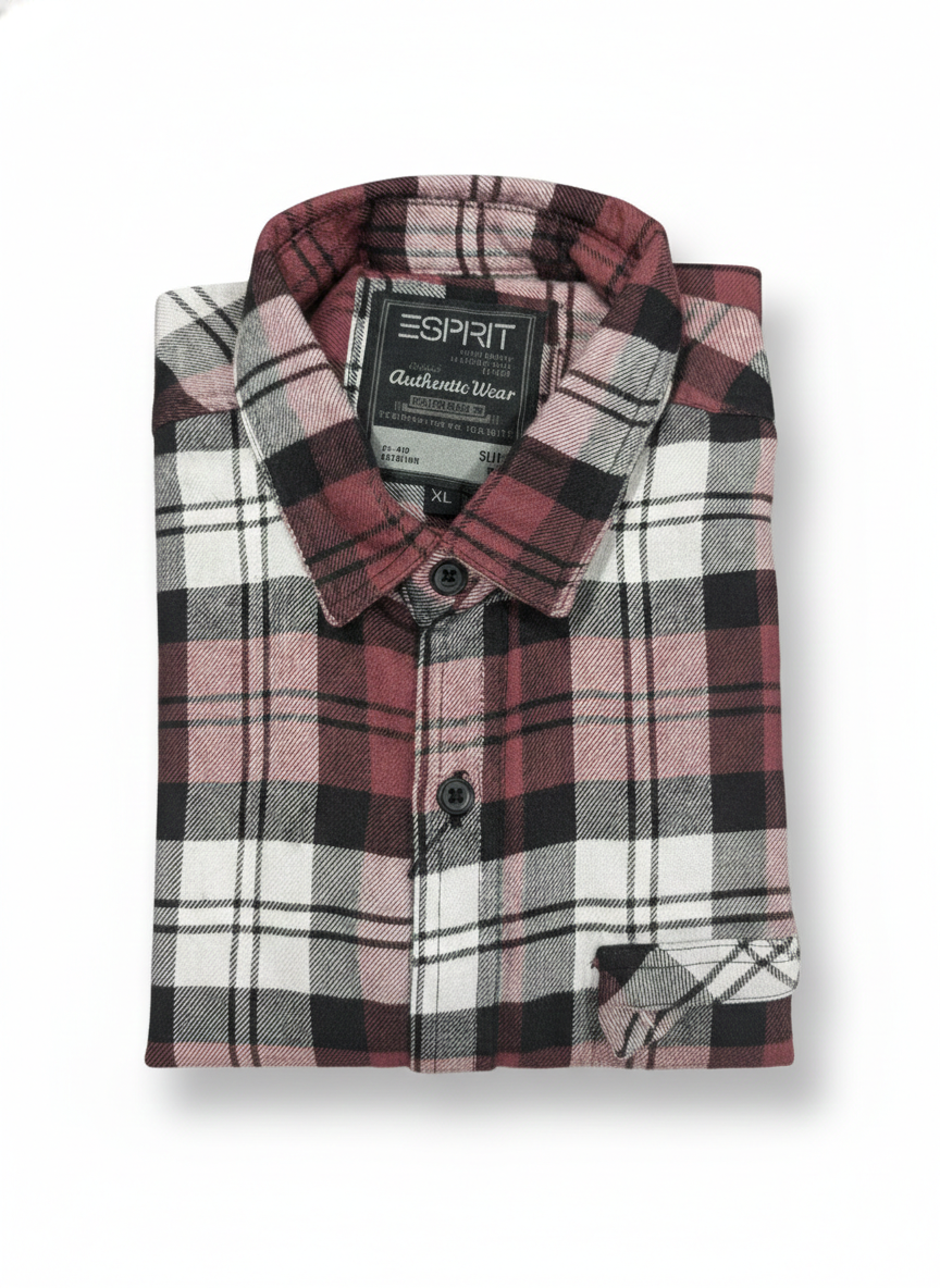 Double Pocket Check Terry Cotton Shirt 5