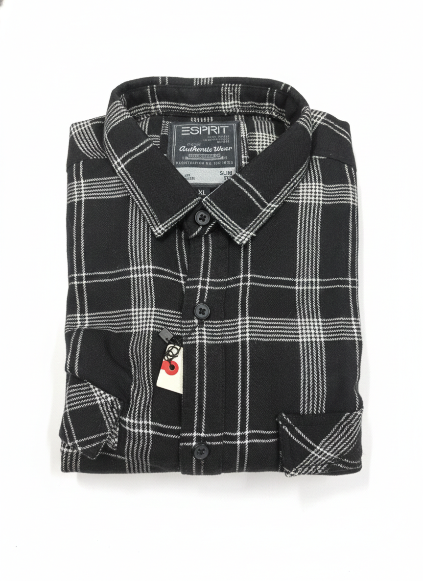 Double Pocket Check Terry Cotton Shirt 7