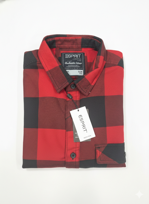 Double Pocket Check Terry Cotton Shirt 9