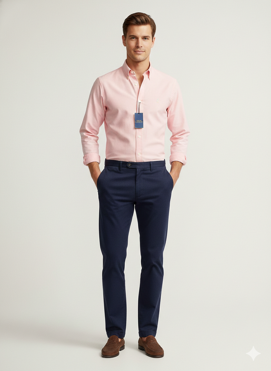 Soft Peach Solid Oxford Cotton Shirt