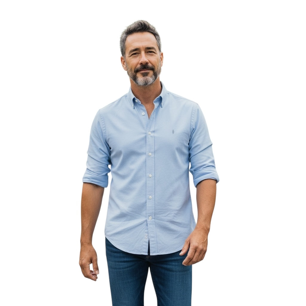 Pale Blue Solid Oxford Cotton Shirt