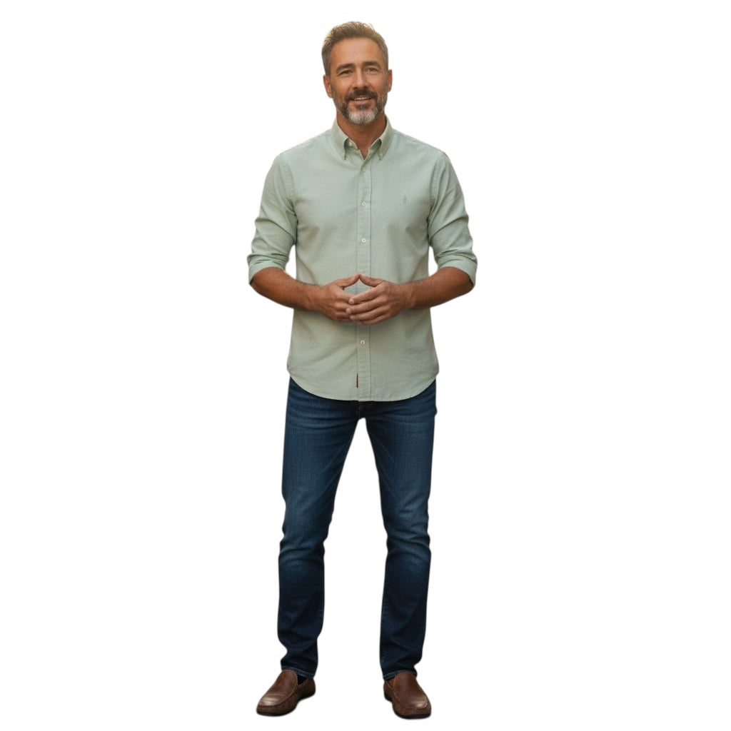 Pista Green Solid Oxford Cotton Shirt