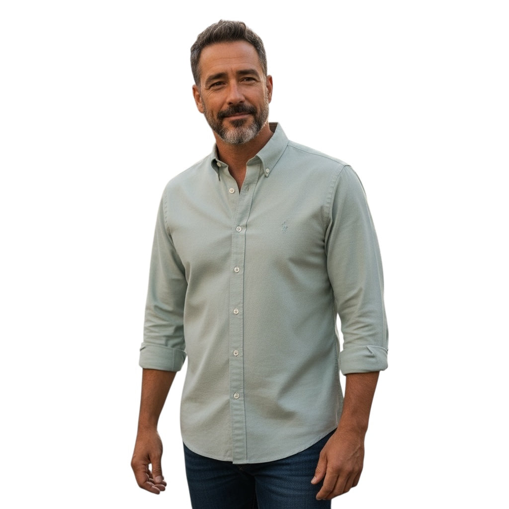 Olive Green Solid Oxford Cotton Shirt