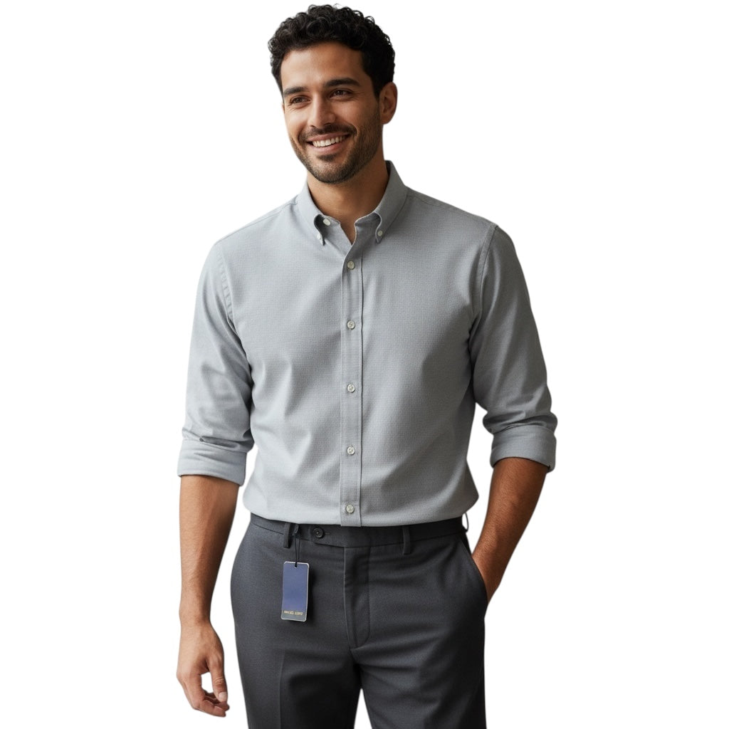 Light Grey Solid Oxford Cotton Shirt