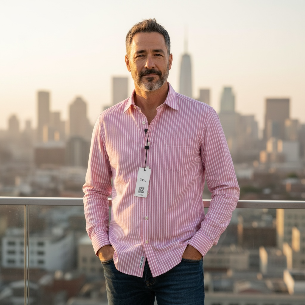 Soft Pink with White Micro Stripes Oxford Cotton Shirt