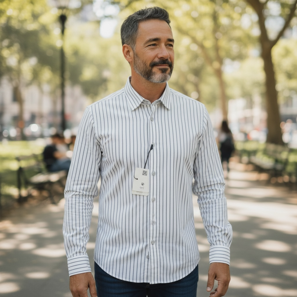 White with Grey Micro Stripes Oxford Cotton Shirt