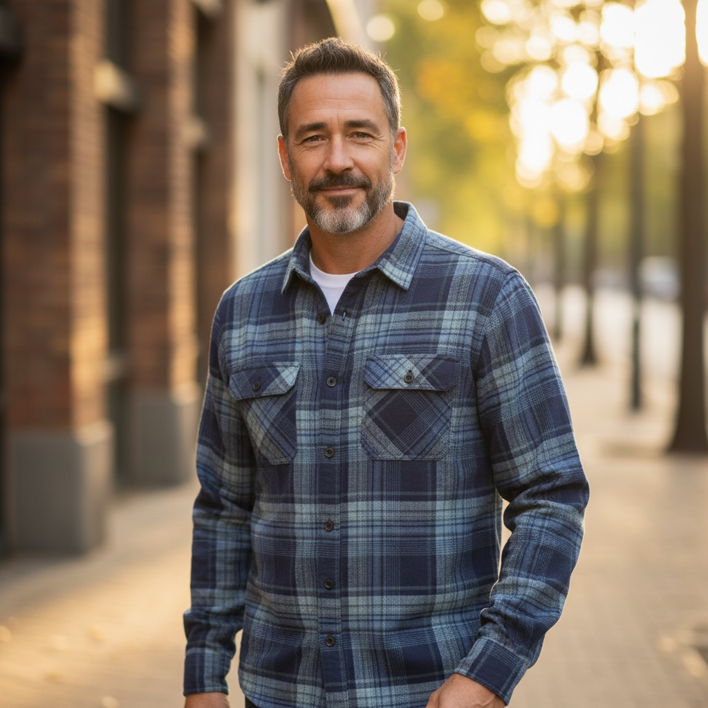 Double Pocket Check Terry Cotton Shirt 8