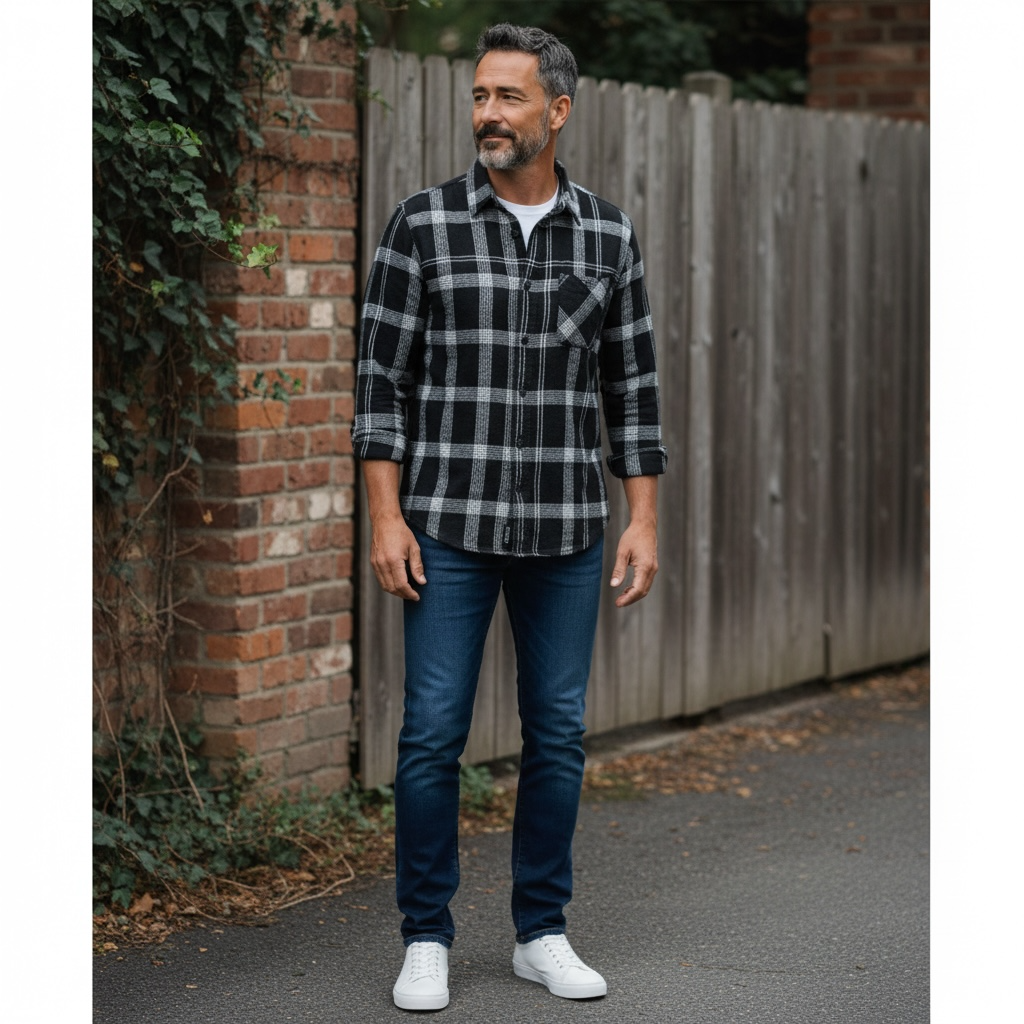 Double Pocket Check Terry Cotton Shirt 7