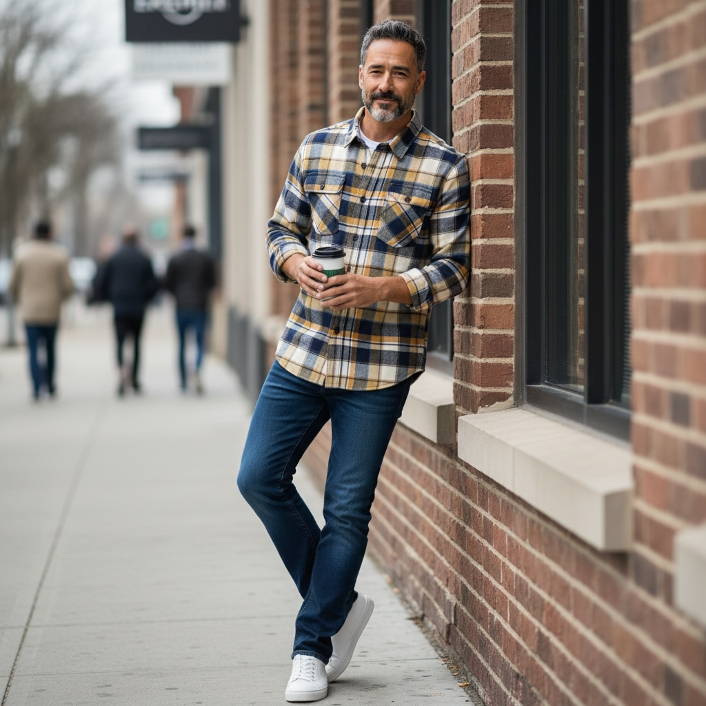 Double Pocket Check Terry Cotton Shirt 4